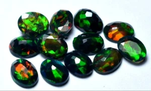 Black Opal Gemstone-Faceted black oval cut opal stone calibrated 10x8 MM size - Picture 1 of 7