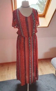 Gina tolles Maxikleid Sommer Kleid Viskose orange rot Gr. 44 mit Maße - Bild 1 von 5