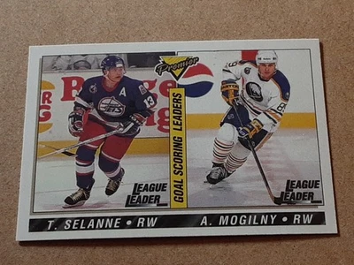 Teemu Selanne/Alexander Mogilny 1993-94 Topps Premier #148 Hockey Card LEADERS - Image 1 of 4