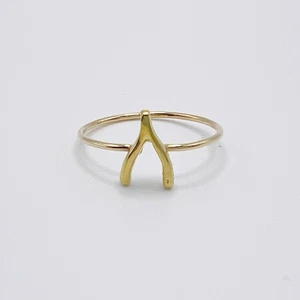 Jennifer Meyer 18K Yellow Gold Mini Wishbone Ring Size 6 Handmade - Picture 1 of 10