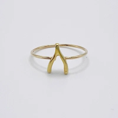 Jennifer Meyer 18K Yellow Gold Mini Wishbone Ring Size 6 Handmade - Image 1 of 4