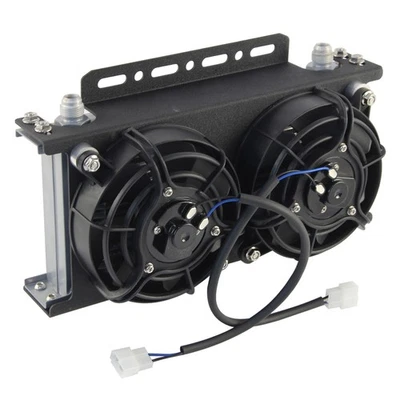8AN  19 Row Transmission Oil Cooler w/Dual 5.5 Inch Electric Fan Kit 30W 12V - Image 1 of 4