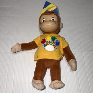 Vintage 2005 Birthday Curious George Plüsch mit Shirt & Hut 16 Zoll - Bild 1 von 11