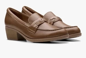 Clarks Charlten Echo Loafer Women's Size 7.5 M Dark Sand Leather **Worn Once** - Picture 1 of 9