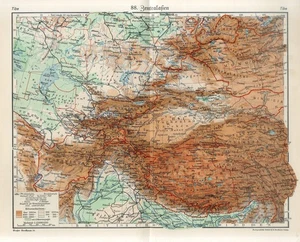 Mapa Punjab de Asia Central Años 20 Rusia Kazajstán Turquestán Tíbet Nepal Uzbekistán - Imagen 1 de 1