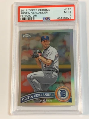 2011 Topps Chrome Refractor #115 Justin Verlander - PSA 9 (Mint) - Image 1 of 2