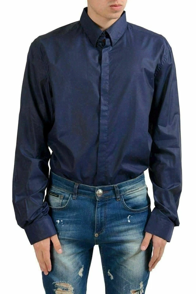 Camisa de vestir Versace para hombre púrpura manga larga US 17 IT 43 Foto 1 de 4