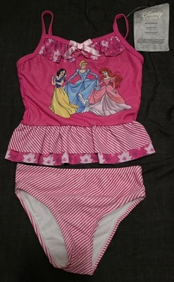 Disney Store Multi Princess Swimsuit Sz 4 XS Cinderella Snow White Ariel Bikini - Image 1 of 4