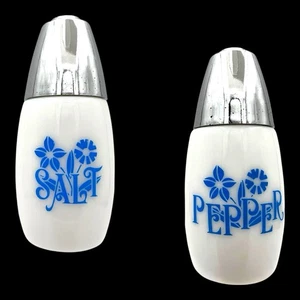 Juego de sal y pimienta Gemco Americana Delft flor 2 oz vidrio blanco vintage años 70 EE. UU. - Imagen 1 de 18
