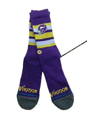 Minnesota Vikings Stance NFL Large Crew Socks Purple Yellow Thick BRAND NEW - Image 1 of 2