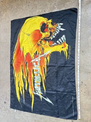 Vintage Metallica Pushead Skull Flag Banner 2000 Heavy Metal Band Art Italy 40x3 - Imagem 1 de 4