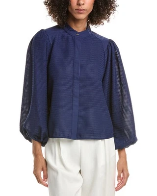 Blusa para mujer Derek Lam 10 Crosby Dianne mini rejilla Georgette Foto 1 de 2