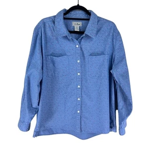 L.L. Bean Blue Denim Button-Up Shirt XL Floral Heart Print 100% Baumwolle - Bild 1 von 9