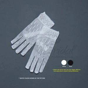 FANCY CROCHET GLOVES WITH DELICATE DETAIL TRIM-Victorian+Regency Fish Net Gloves - Picture 1 of 3