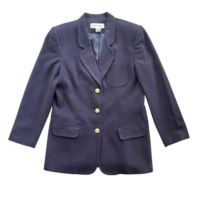 Blazer Norton McNaughton Feminino Tamanho 12 Azul Marinho 100% Lã Virgem Clássico Botão Frontal - Imagem 1 de 4