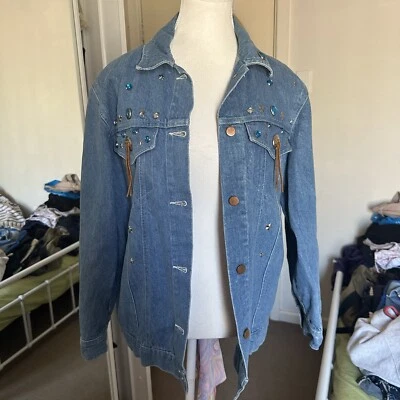 Vtg Denim Cowboy Jacket Sze L Made In USA - Image 1 of 4