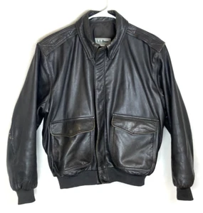 Giacca da volo bomber L.L Bean uomo L Thinsulate pelle di capra marrone made in USA - Foto 1 di 16