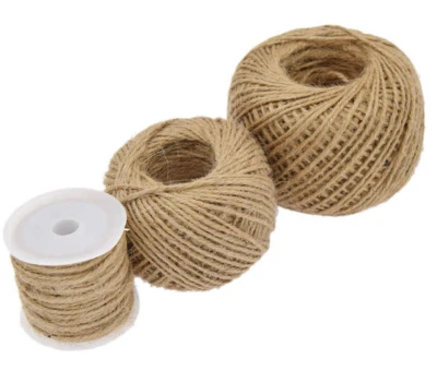 3mm Natural Hessian Twine Twisted Rope Hessian Brown Soft Jute 3 Ply Rustic Cord - Image 1 of 3