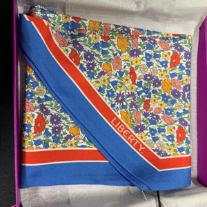 LIBERTY Unused Poppy and Daisy Silk Scarf 30x100cm Box - Picture 1 of 5