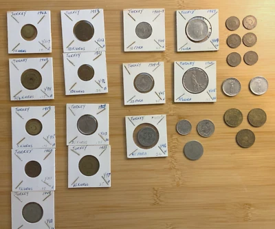 Lote de 28 monedas Turquía/Imperio Otomano - 1909-1962 - sin plata Foto 1 de 4