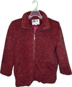 Vintage 80s Kristen Blake Apres Small Red Zip Wool Fuzzy Coat - Picture 1 of 6