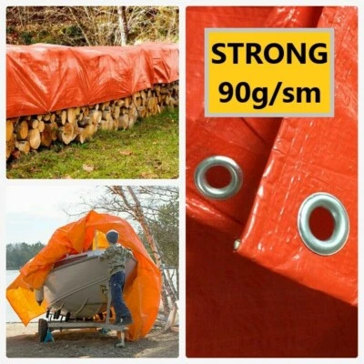 COSTWISE 90g/sm Strong ORANGE Waterproof Strengthened Tarpaulin Tarp Sheet Cover
