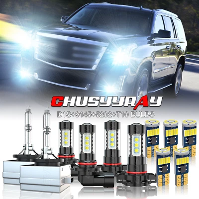LED/HID For 2007-14 Cadillac Escalade Headlight Fog Driving DRL Light Bulbs Kit - Image 1 of 4