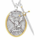 Saint Michael Archangel Pendant Necklace Catholic Holy Shield Cross Amulet