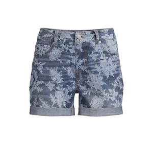 TIME and TRU Printed Denim Shorts With Pockets Size 8 Womens 5 Pockets New - Picture 1 of 10