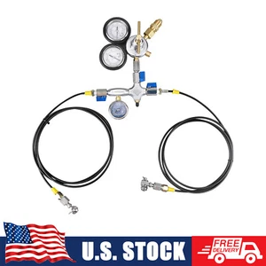 8 Feet 6000psi hoses Dual Hose Nitrogen Shock Regulator Fill Tool w/ PN63 Valve - Picture 1 of 12