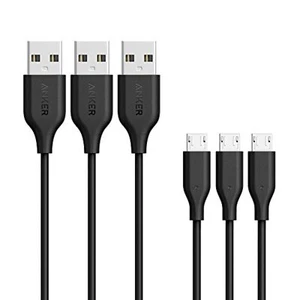 Anker PowerLine Micro USB cable 0.9m x3 Set of fast charging high-speed F/S NEW - Picture 1 of 7