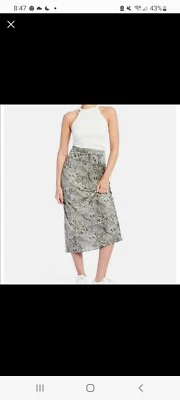 Falda midi al tobillo Free People Normani gris satinado estampado de serpiente talla 4 Foto 1 de 4