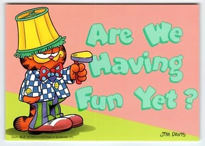 Garfield Cat Postcard Lamp Shade Hat Jim Davis Comic Orange Tabby 1978 Cartoon - Picture 1 of 2