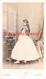 Young Girl Tartan Sash Barratt Torquay Victorian CDV Card Photograph (B082) - Picture 1 of 3