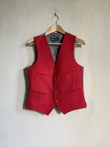 Vintage Dunn & Co Red Wool Waistcoat Size 38” Chest - Picture 1 of 4