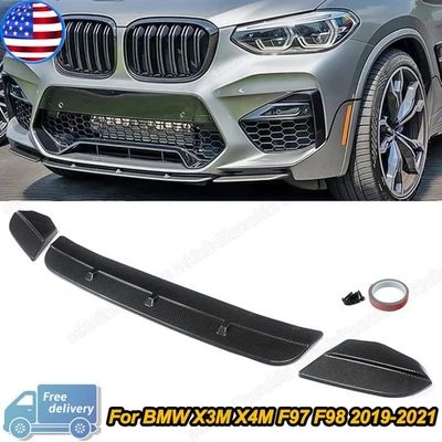 Carbon Fiber Look Front Bumper Splitter Lip For BMW X3M X4M F97 F98 2019-2021 Foto 1 de 4