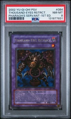 2002 Yu-Gi-Oh! Thousand-Eyes Restrict Pharaoh's Servant PSV 1st Ed Ultra PSA 8 - Image 1 of 2