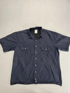 DICKIES Shirt Mens 2XL Blue Pockets Short Sleeve Button-Up Utility Ripstop - Picture 1 of 9