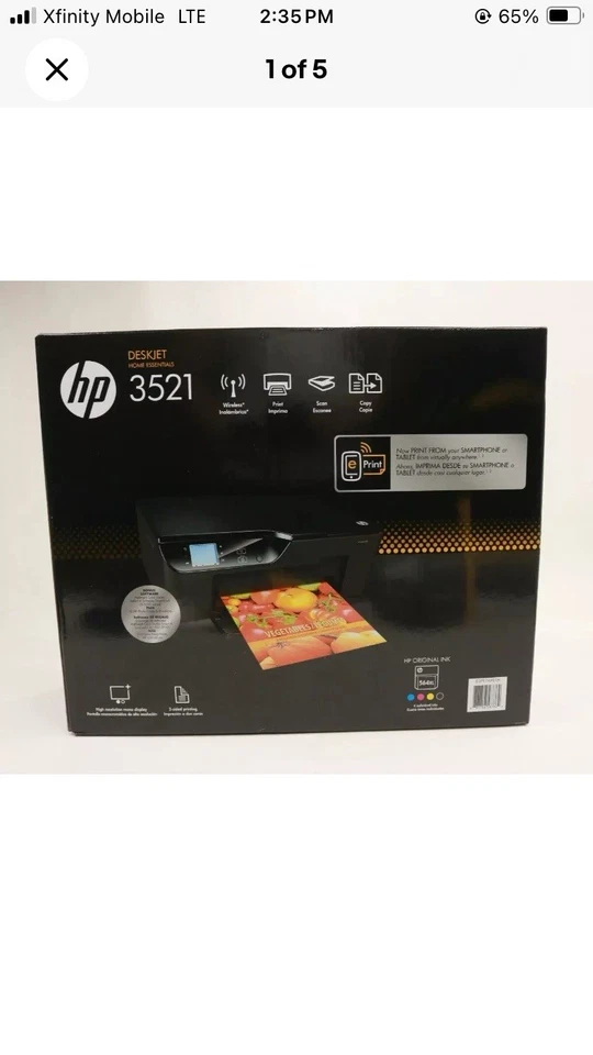 HP Deskjet 3521 All-In-One Inkjet Printer Wi-Fi AirPrint - Brand New, Sealed - Image 1 of 1