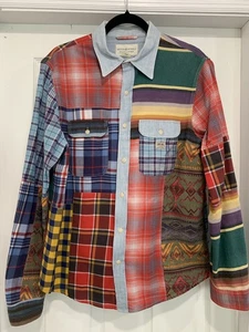 Vintage Ralph Lauren Denim & Supply Men’s Aztec Flannel Rare Button Shirt Size L - Picture 1 of 6