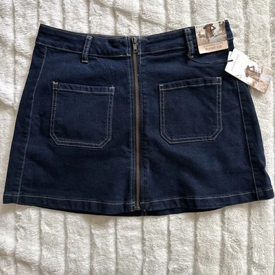 Sincerely Jules Denim Zip Up Mini Skirt Blue Women's 28  Casual Stretchy - Image 1 of 4