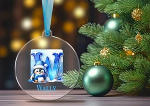 PERSONALIZADO PINGÜINO AZUL INICIAL ACRÍLICO CHUCHERÍA DE NAVIDAD ÁRBOL DECORACIÓN ETIQUETA DE REGALO - Imagen 1 de 55