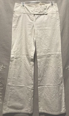 Calça marinheiro feminina Nanette Lepore lona algodão 6 renda branca costas perna larga - Imagem 1 de 4