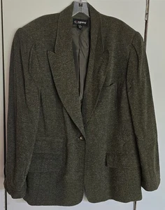Womens Plus 22 Company Ellen Tracy Green 1-Button Single Breasted Lined Blazer - Picture 1 of 4
