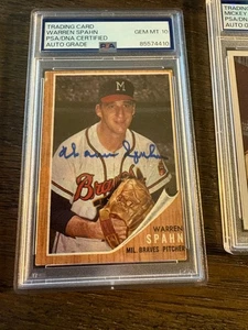 Warren Spahn Atlanta Braves 1962 Topps signed autographed baseball card PSA 10 - Picture 1 of 1