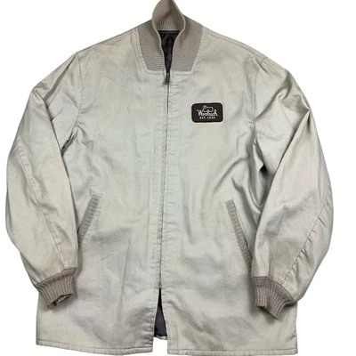 Vintage Woolrich 70s/80s collared zip up jacket adult XL. Beige And Brown. - Image 1 of 4
