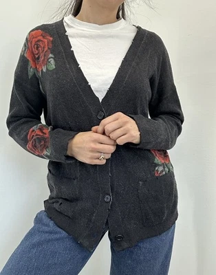 Cárdigan Anthropology 27 millas 100 % cachemir rosa tejido gris botón delantero talla M Foto 1 de 4