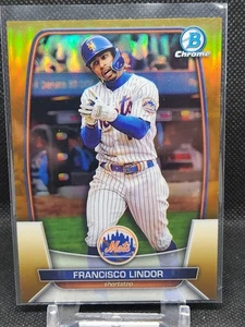 Francisco Lindor 2023 Bowman Chrome Gold Refractor /50 New York Mets - Picture 1 of 2