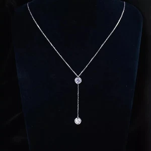 1 Ct Solitaire Necklace Moissanite 14K White Gold Over Women Valentine's Day - Picture 1 of 6
