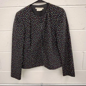 Blusa Blazer Chaqueta Maggy London Seda Negra Multicolor Lunares Acolchada Talla 6 - Imagen 1 de 6